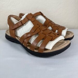 NEW Earth Origins Savoy Saralyn Women's Brown Leather Open Toe Sandals 8.5 WIDE